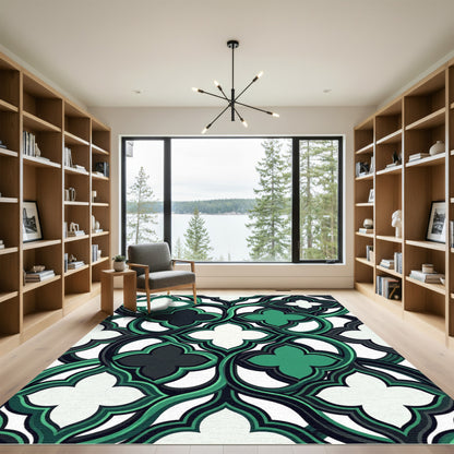 Emerald Four-Point Clover Interlocking Flow Rug