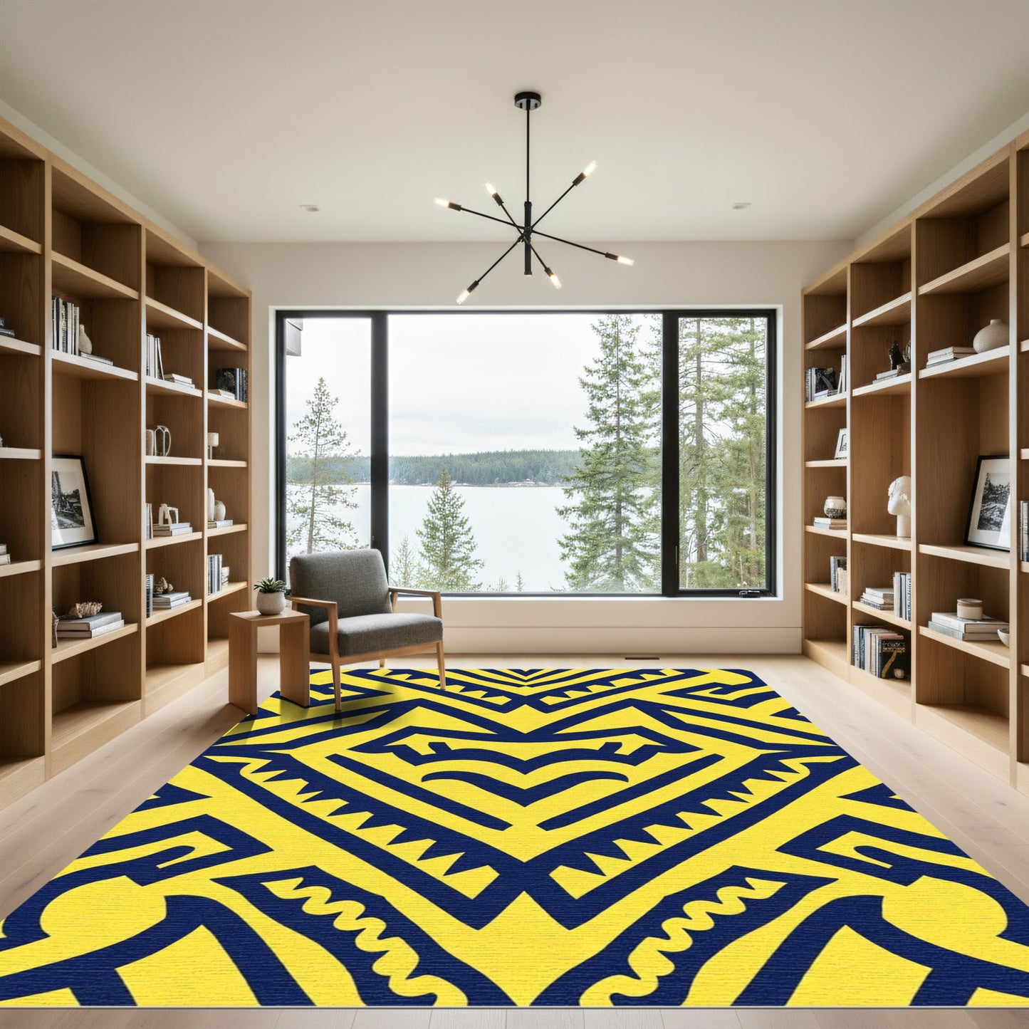 Bold Yellow Navy Jagged Geometric Rug