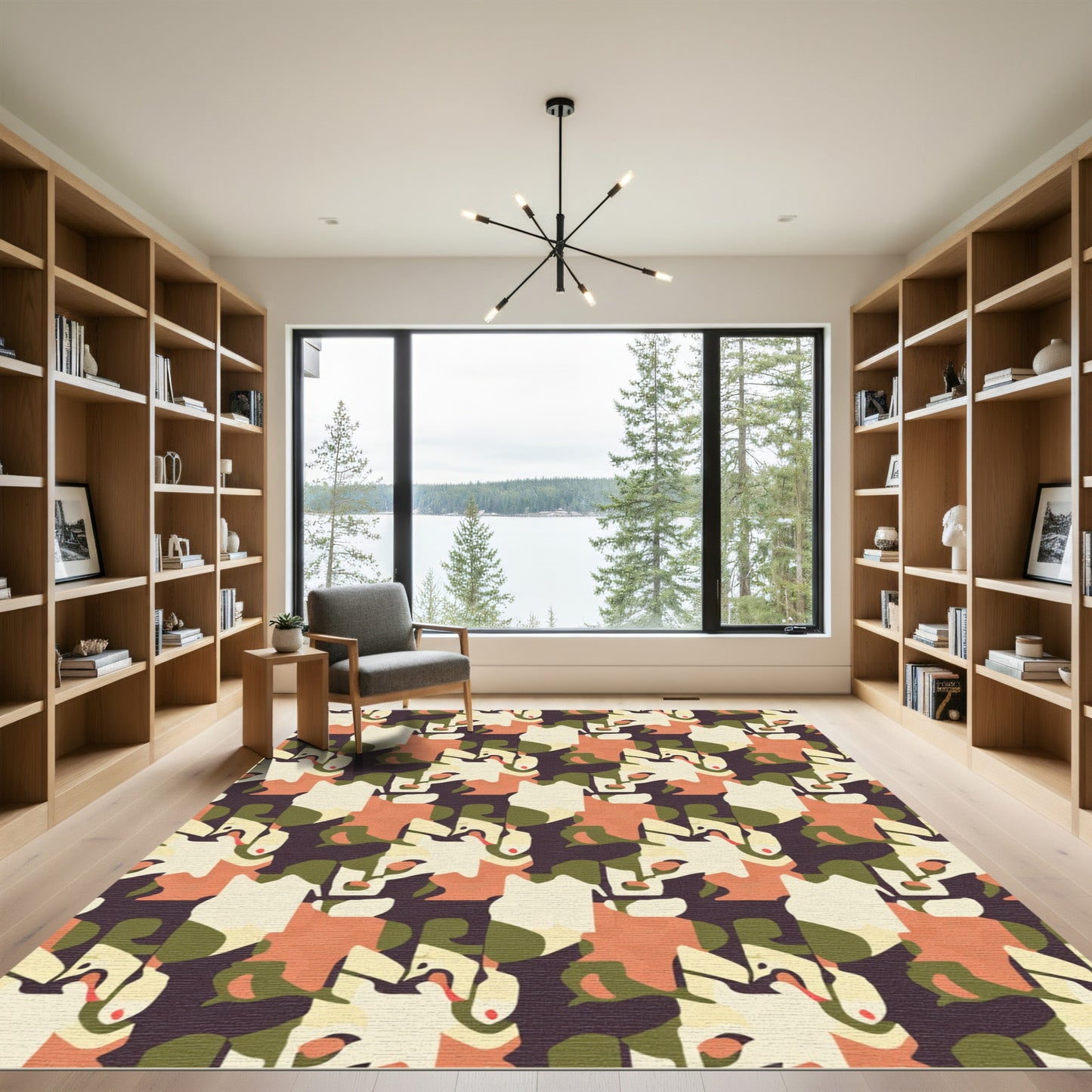 Earthy Ochre Geometric Interlock Rug