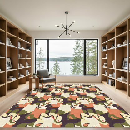 Earthy Ochre Geometric Interlock Rug