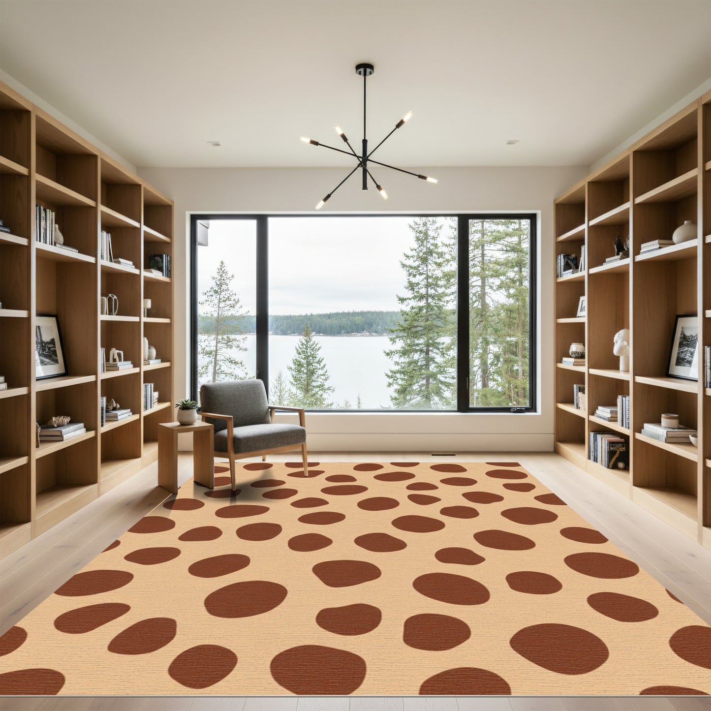 Tan Brown Spotted Animal Print Rug