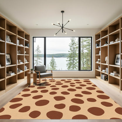 Tan Brown Spotted Animal Print Rug