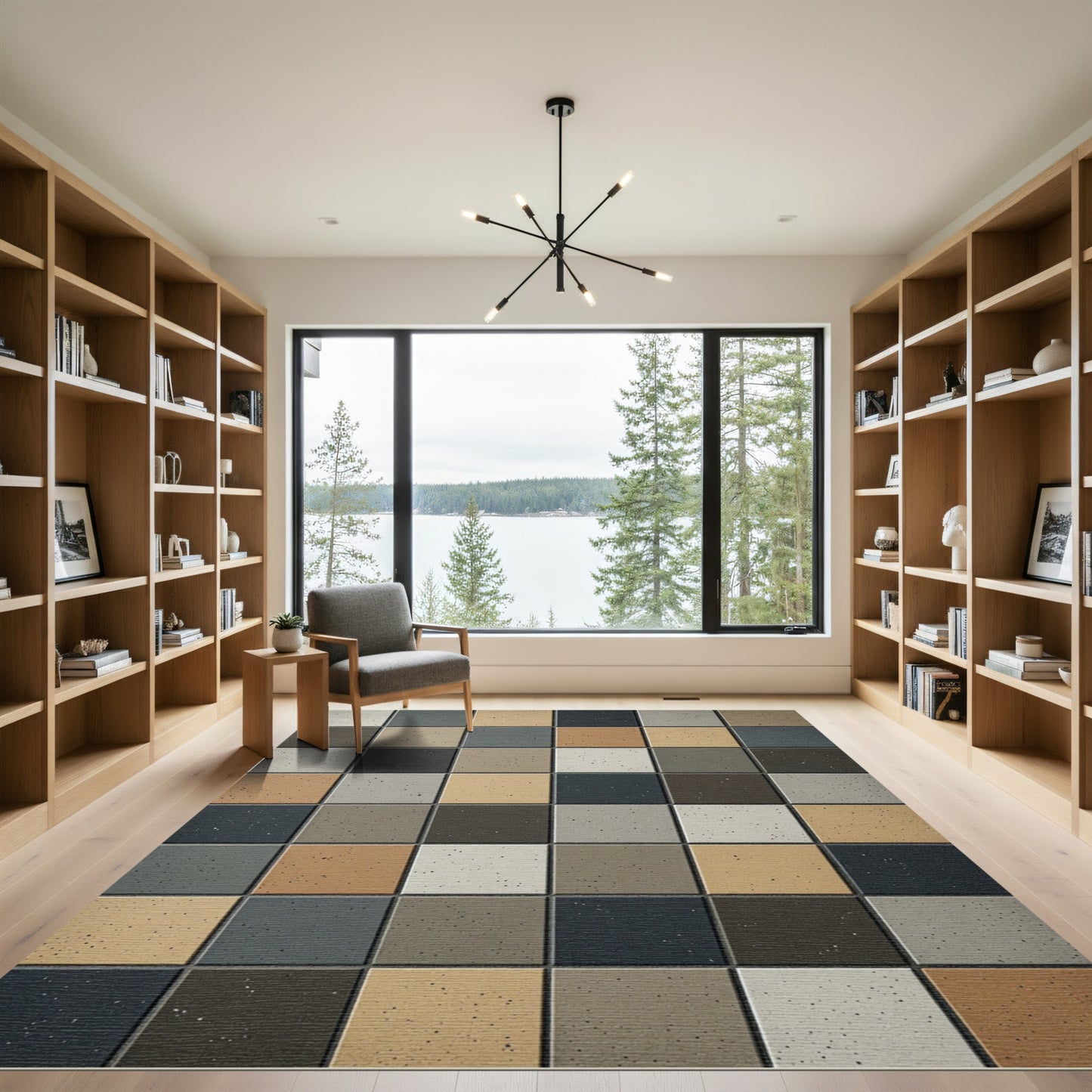 Earth Tones Speckled Squares Rug