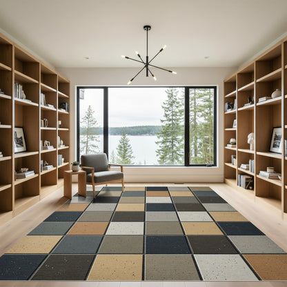 Earth Tones Speckled Squares Rug