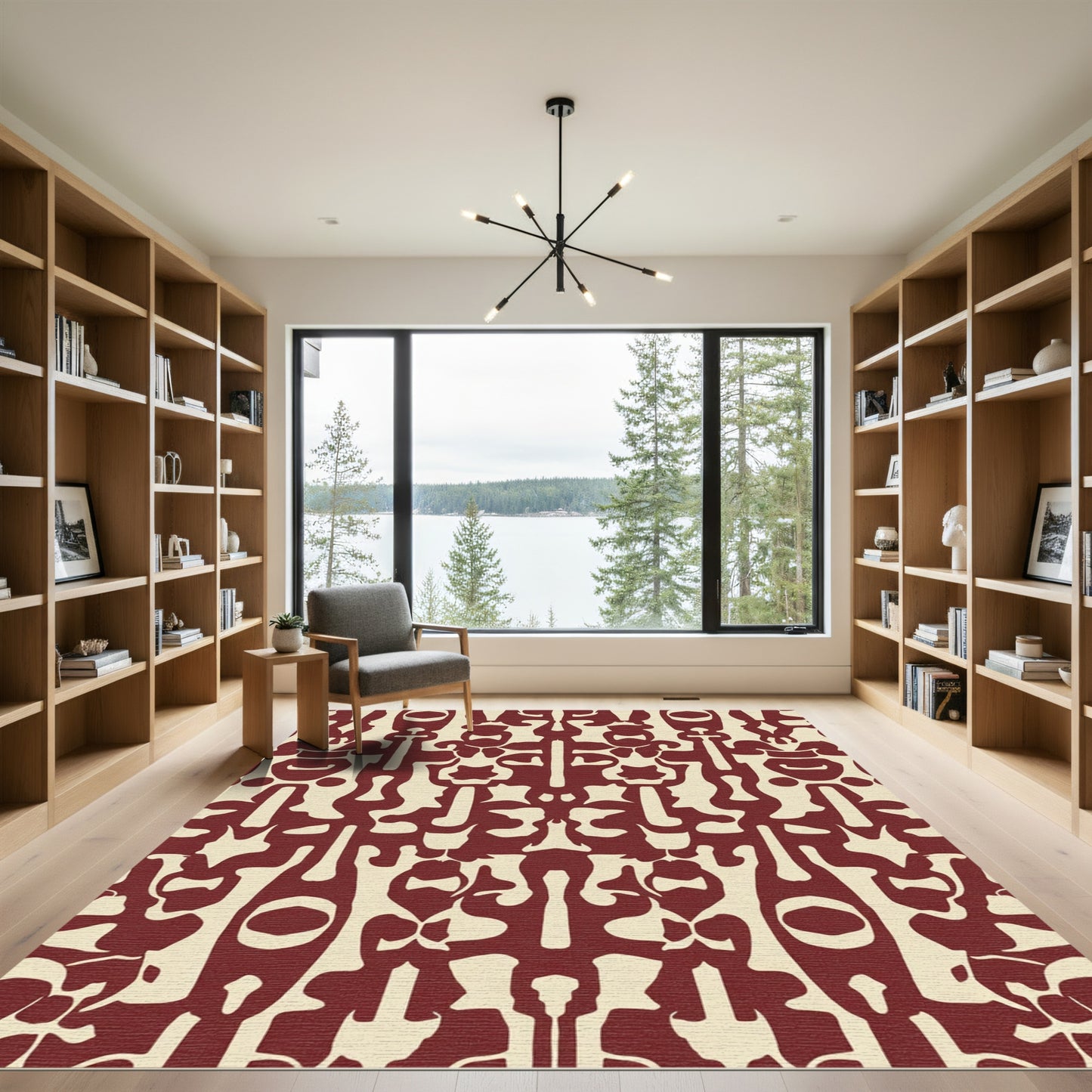 Deep Crimson Organic Flow Rug