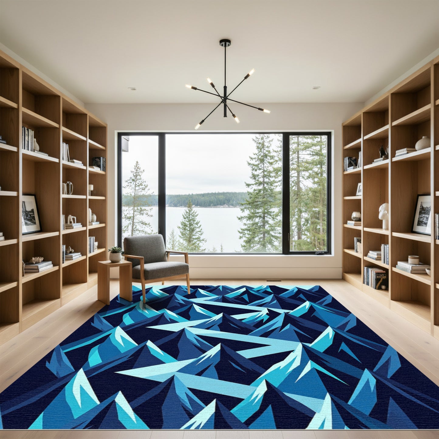 Abstract Blue Mountain Geometric Rug