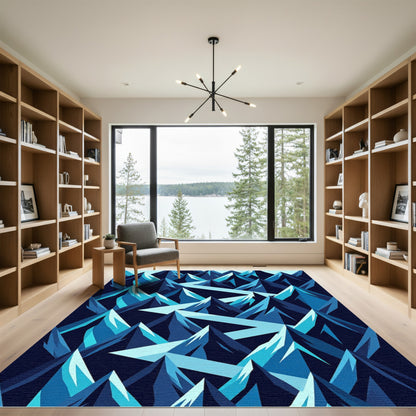 Abstract Blue Mountain Geometric Rug
