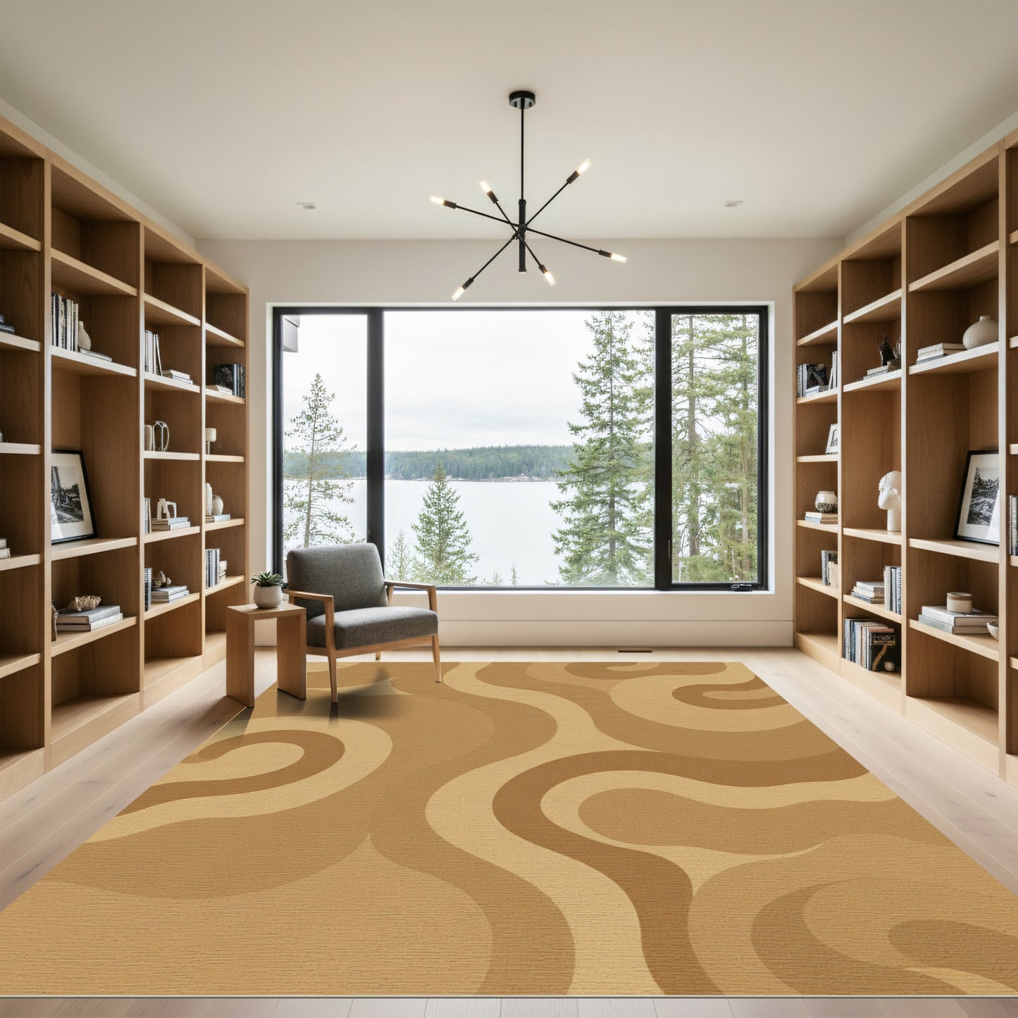 Warm Earth Tones Swirl Abstract Rug