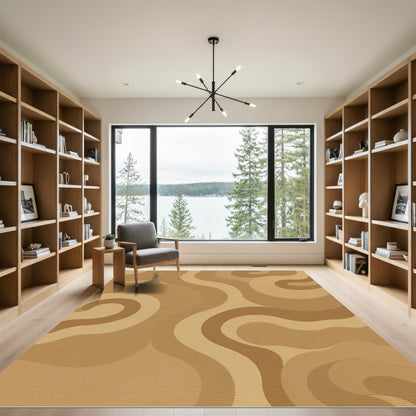 Warm Earth Tones Swirl Abstract Rug