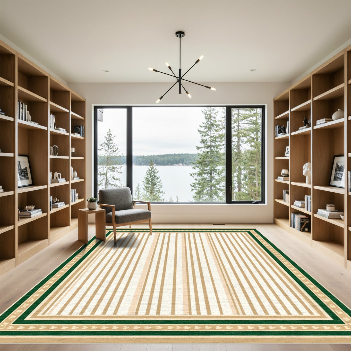 Neutral Striped Border Rug