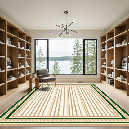 Neutral Striped Border Rug