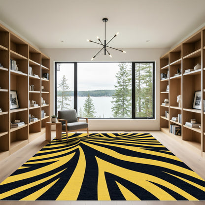 Bold Yellow Black Animal Stripes Rug