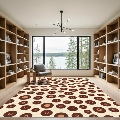 Brown and Tan Ringed Circles Rug