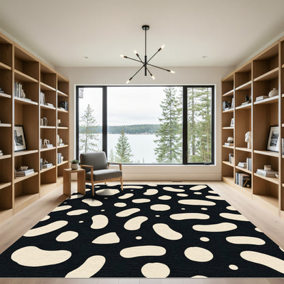 Black Cream Organic Blob Arrangement Rug