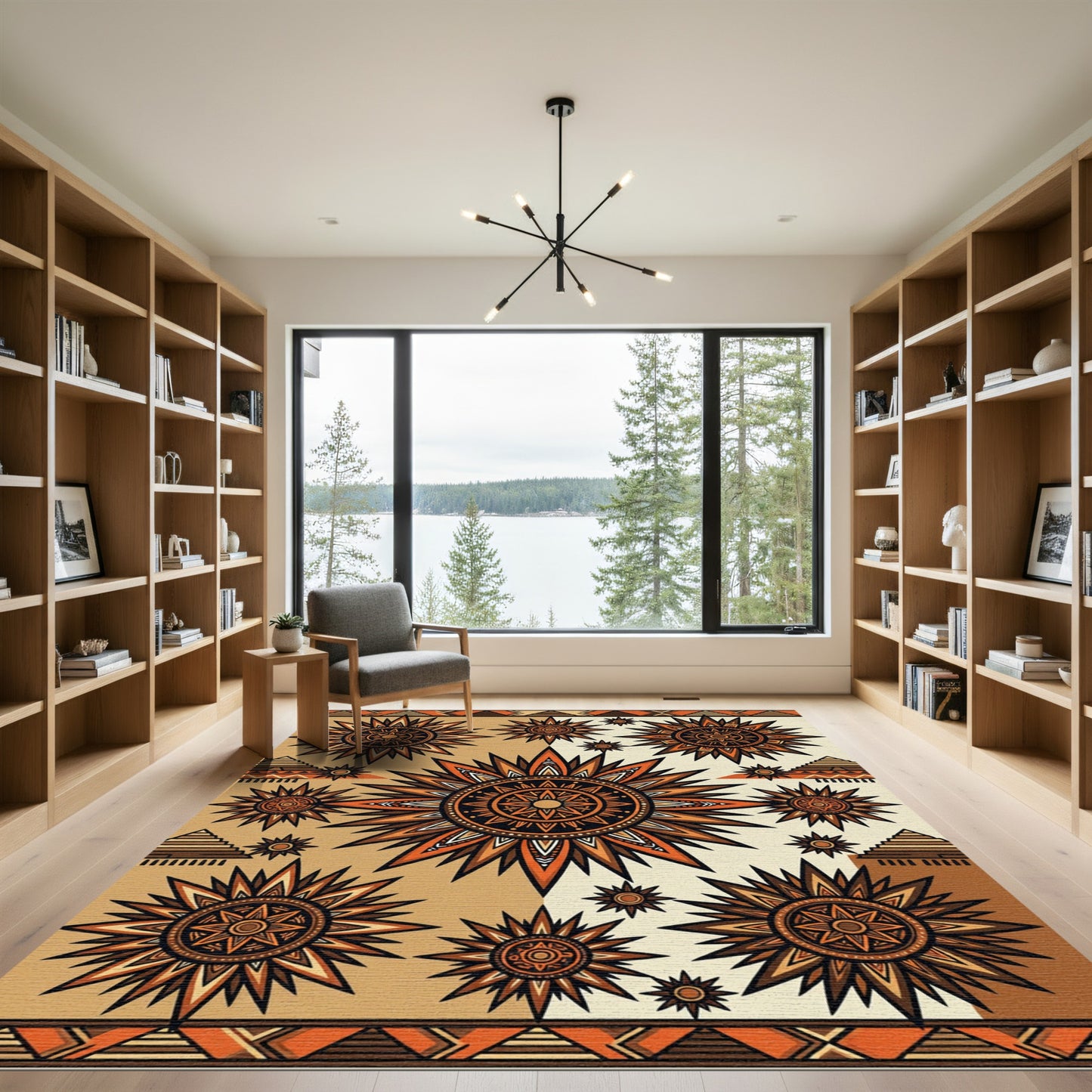 Sunburst Terra Cotta Amber Geometric Art Rug