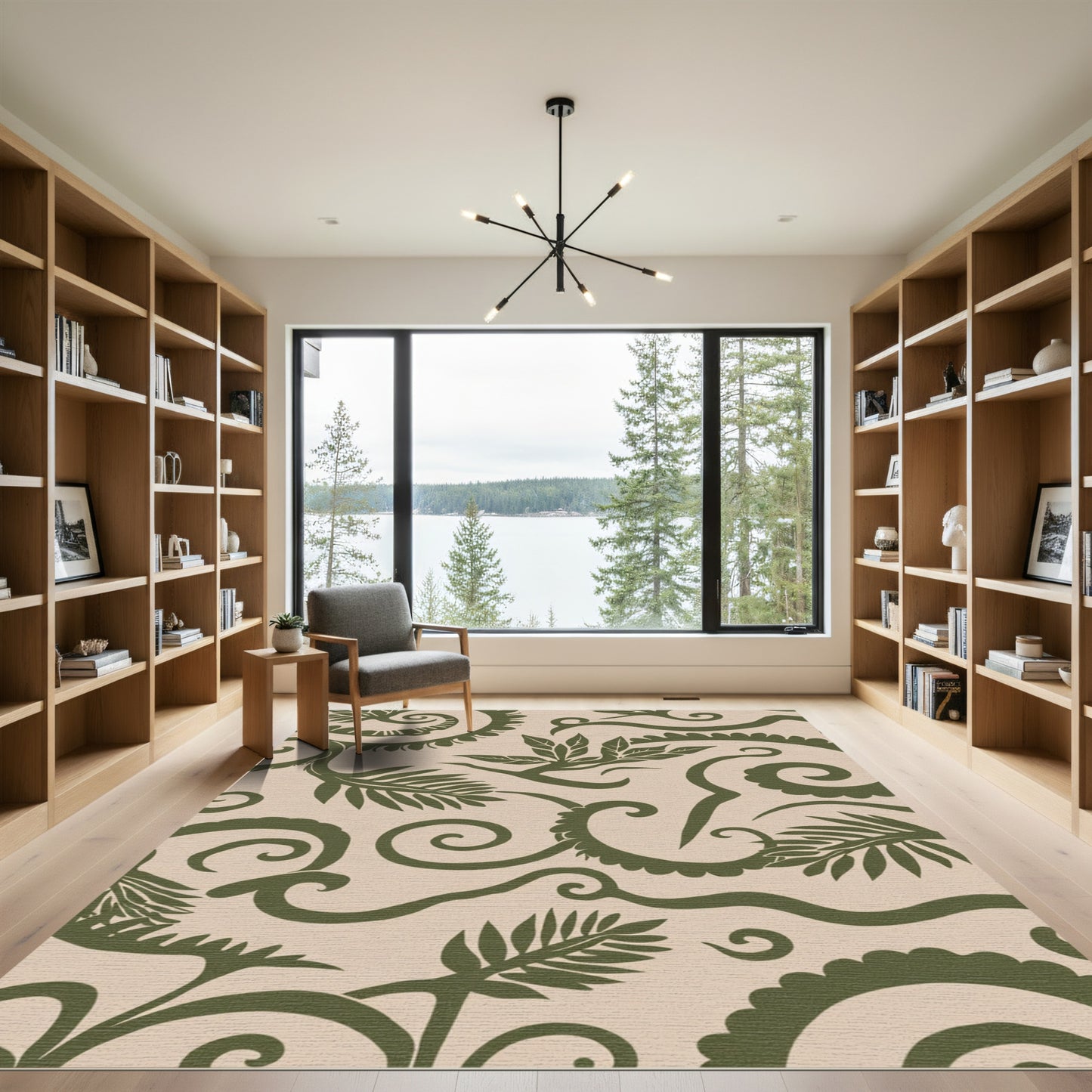 Earthy Organic Swirl Foliage Rug