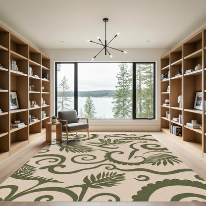 Earthy Organic Swirl Foliage Rug