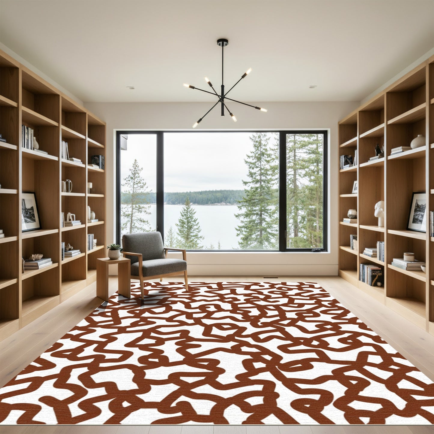 Brown Organic Interwoven Curves Rug