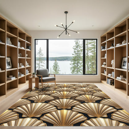 Art Deco Gold Fan Repeat Rug