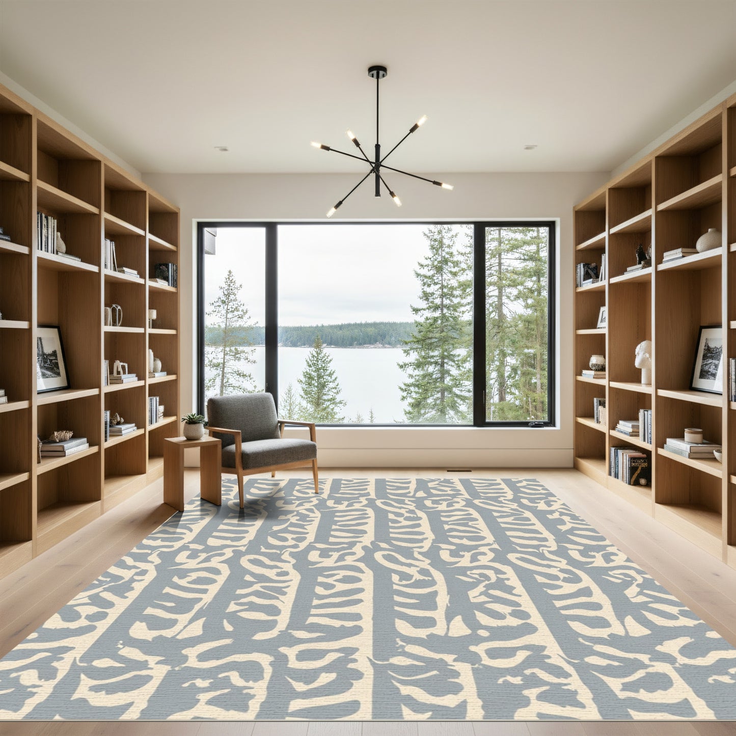 Textured Cream Gray Organic Stripe Rug