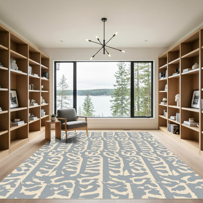 Textured Cream Gray Organic Stripe Rug