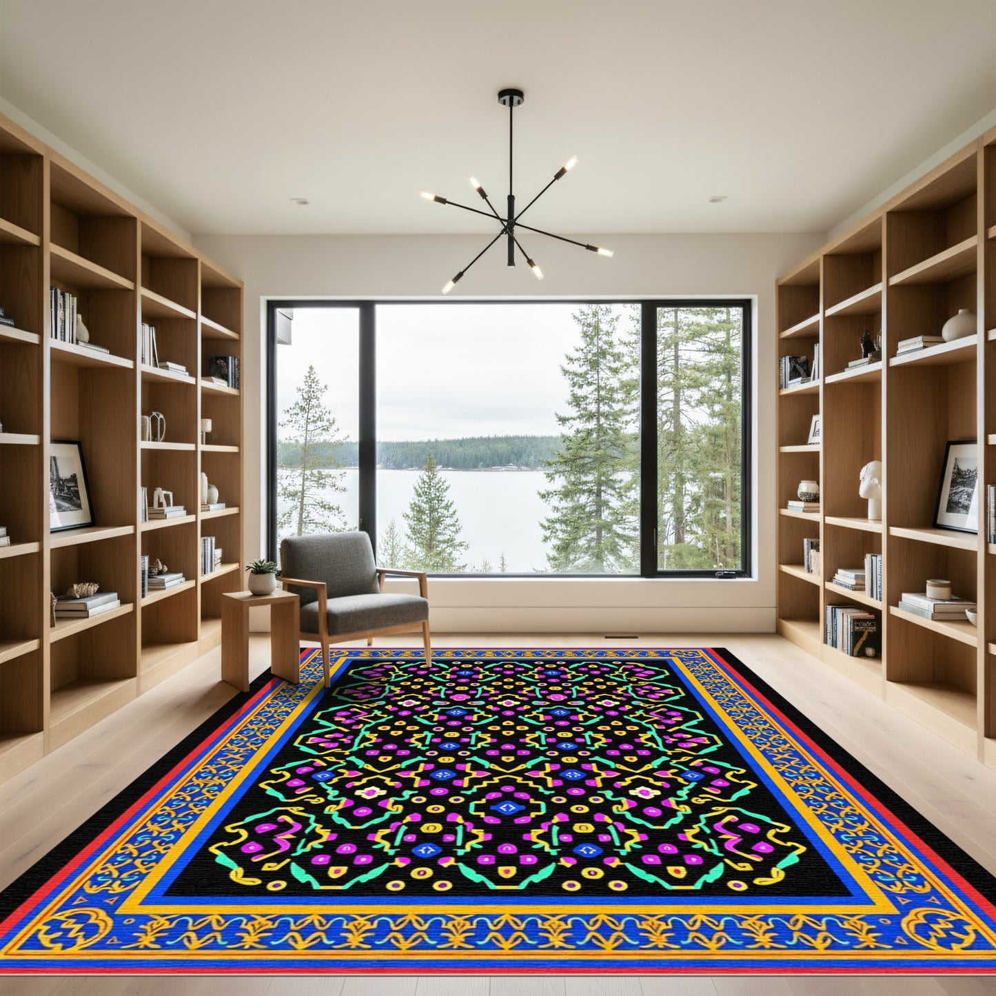 Vibrant Geometric Jewels Medallion Rug