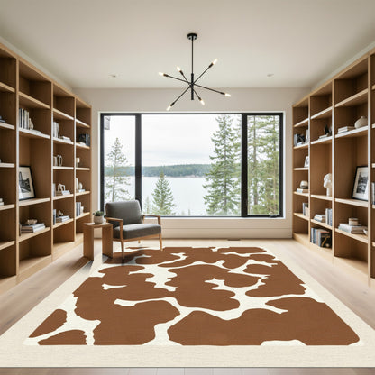 Rustic Brown Cream Splatter Spot Rug