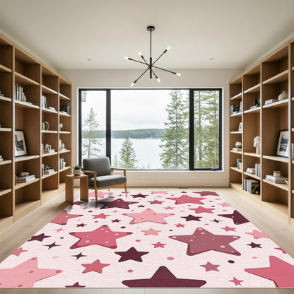 Pink Starry Celestial Pattern Rug