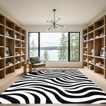 Monochromatic Zebra Striped ContemporaryRug Rug