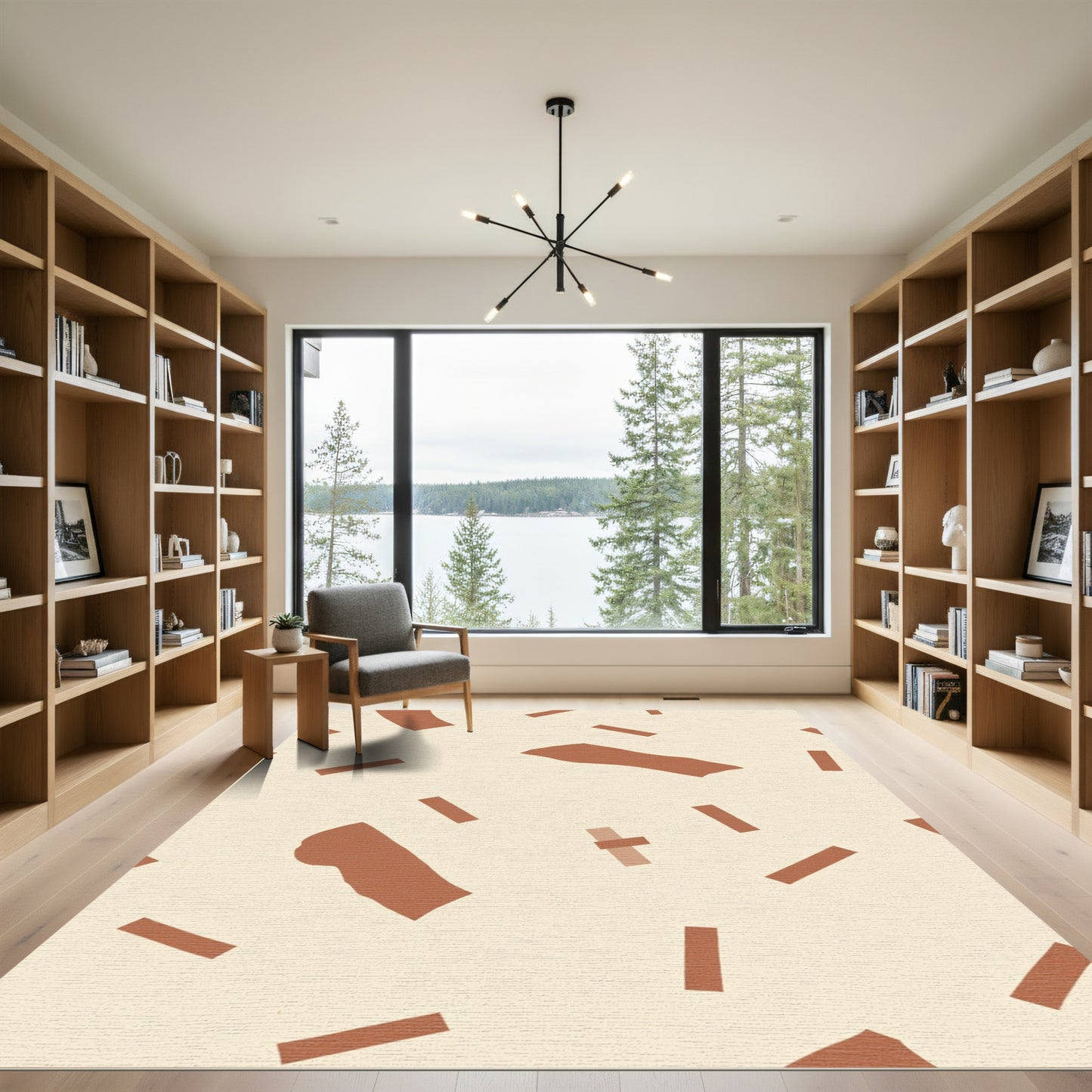 Terracotta Swirl Abstract Accents Rug