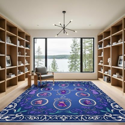 Royal Blue Whimsical Creature Portrait Rug