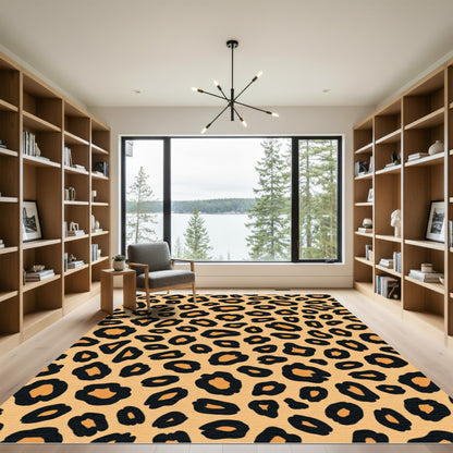Golden Black Leopard Spots Rug