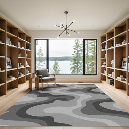 Monochromatic Abstract Wave Movement Rug