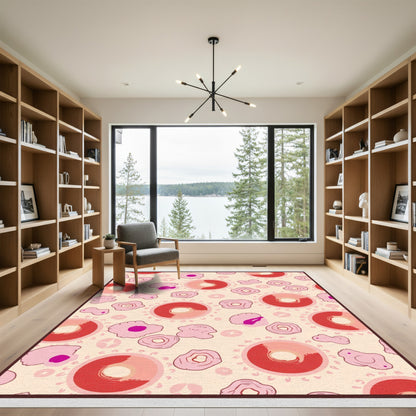 Whimsical Pink Red Cells Pattern Rug