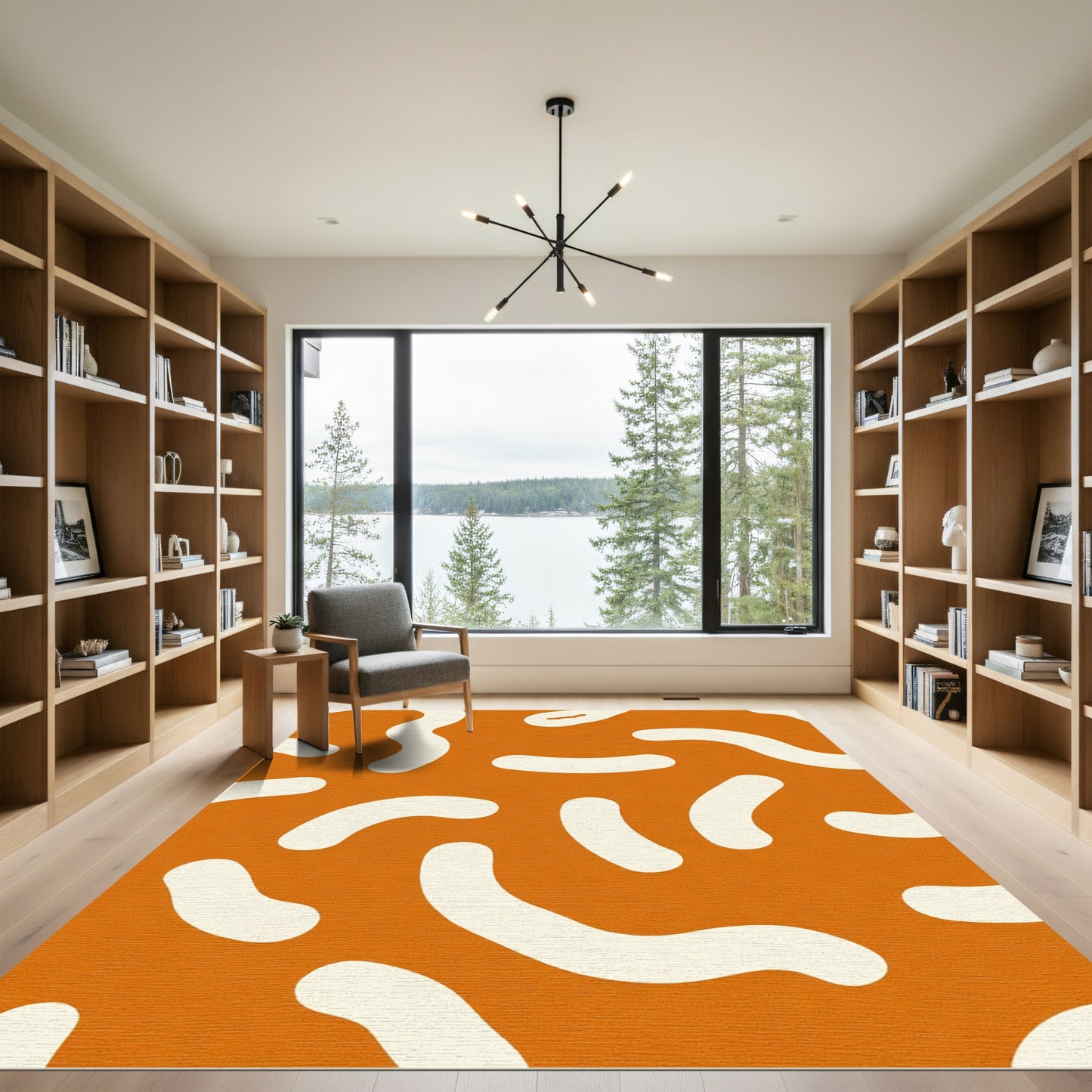Creamy Blob Orange Abstract Rug