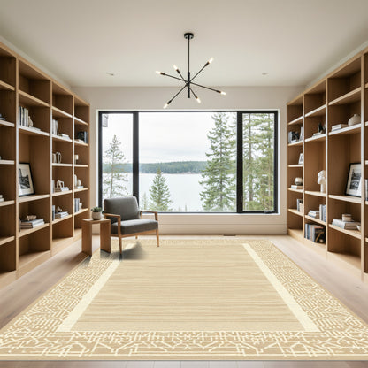 Neutral Stripe Border Rug