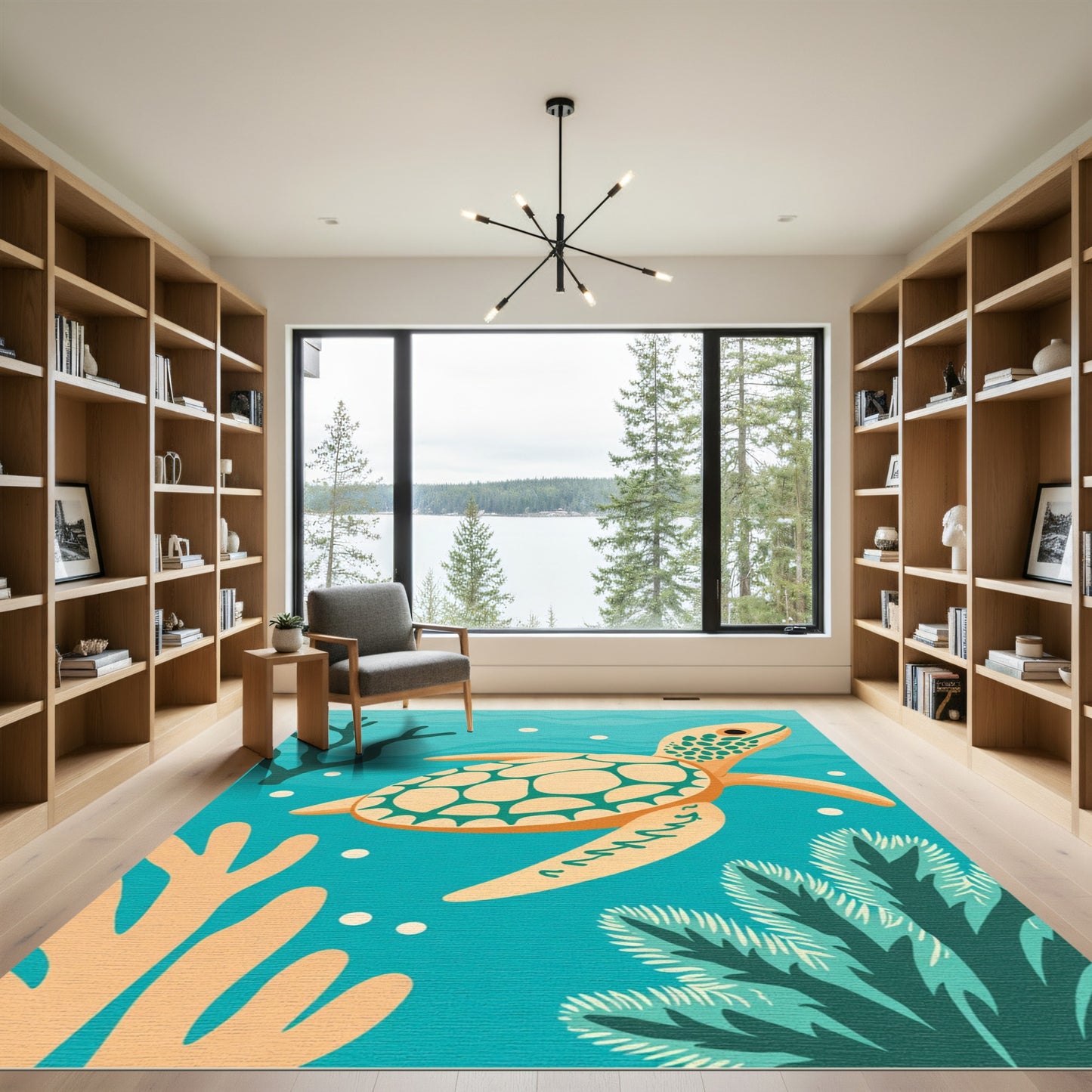 Orange Sea Turtle Ocean Aquatic Life Rug