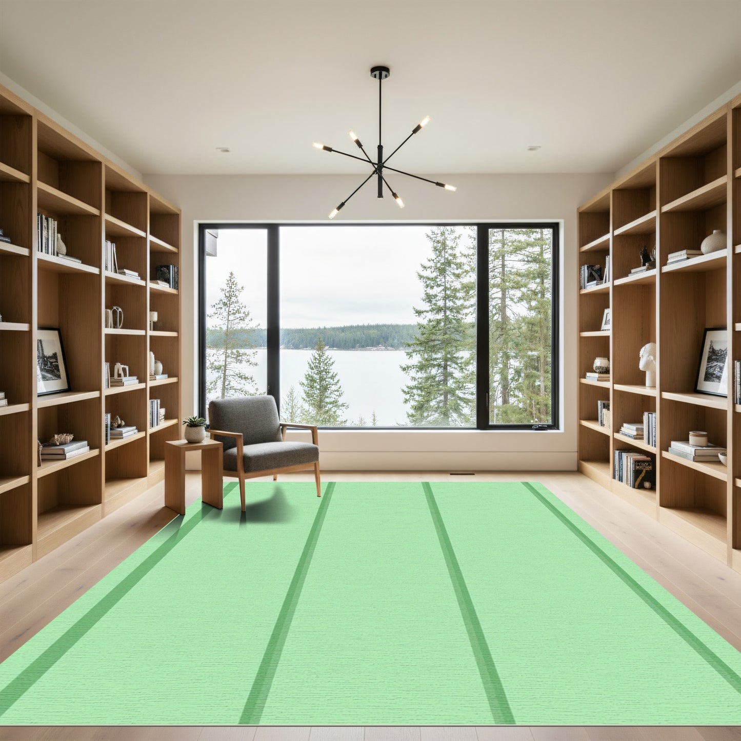 Soft Mint Green Vertical Stripe Rug