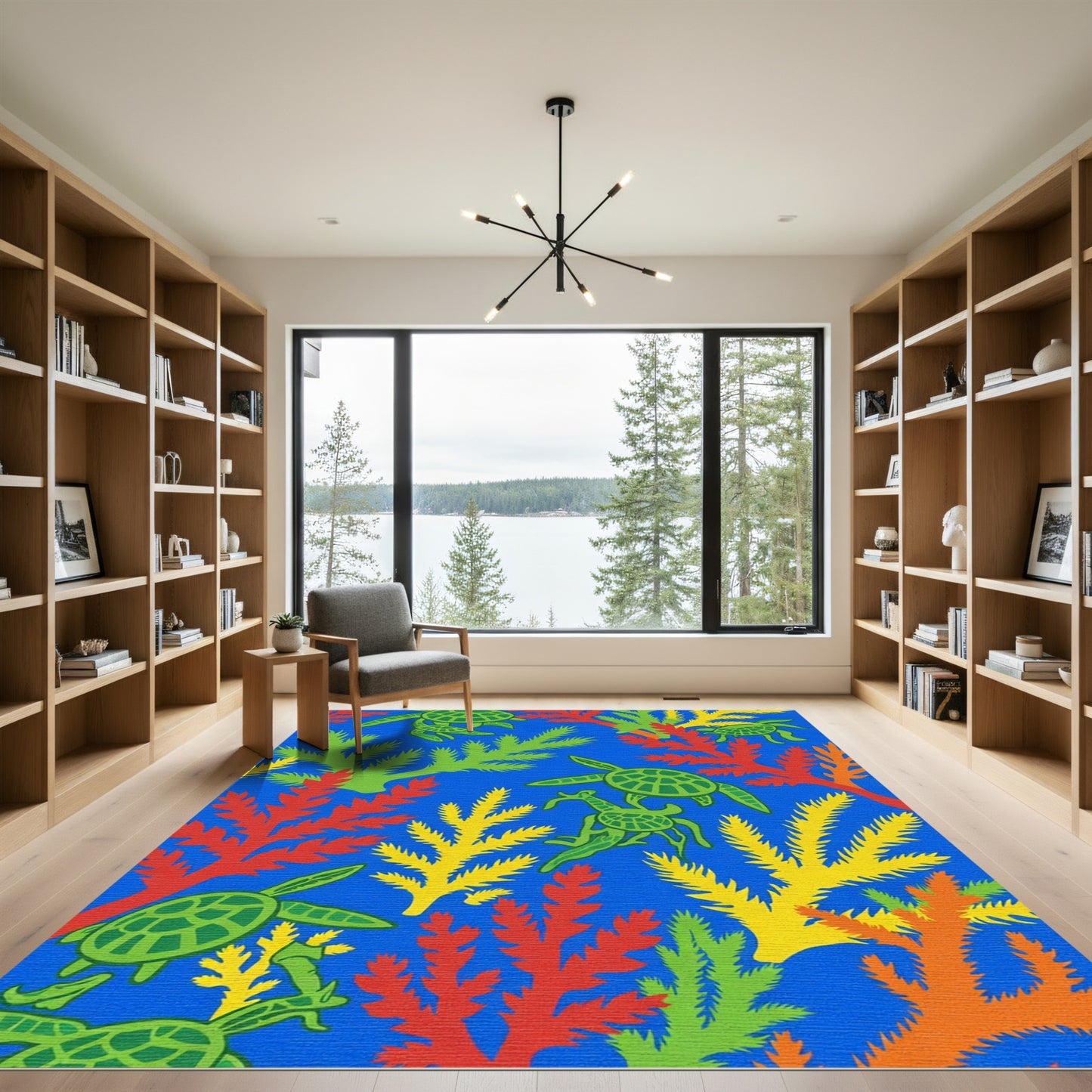 Vibrant Turtle Coral Reef Scene Rug