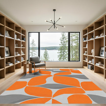 Orange Gray Organic Abstract Rug