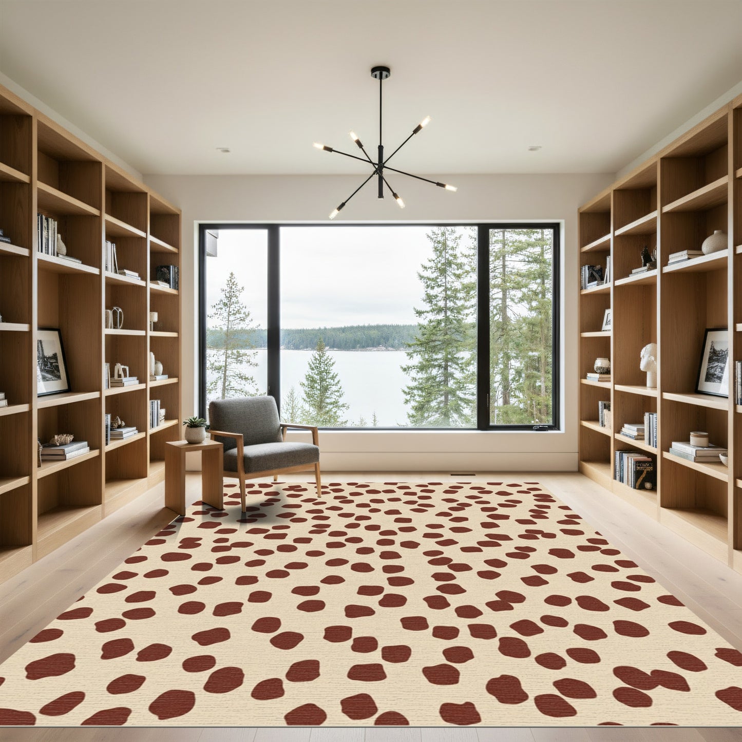 Brown Dot Scattered Cream Rug