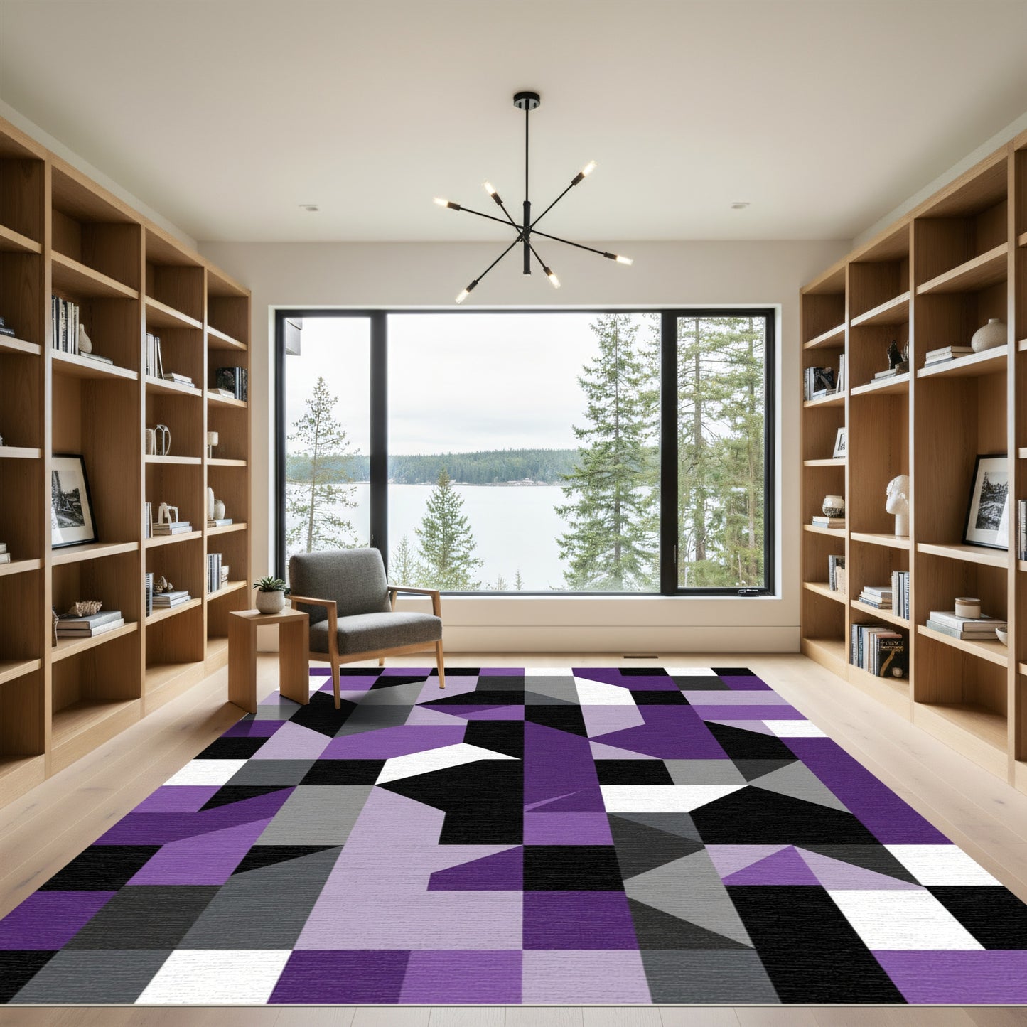 Modern Geometric Lavender Abstract Rug