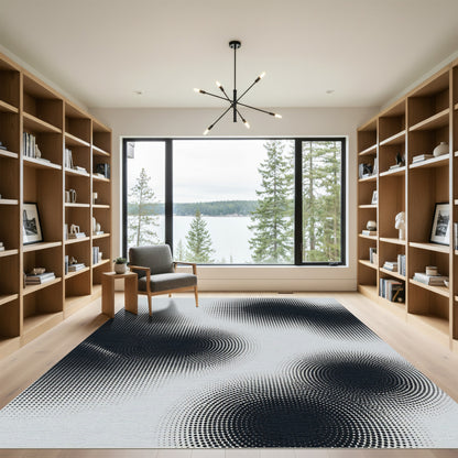 Monochrome Abstract Dotted Halftone Circle Rug