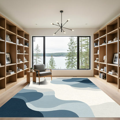 Abstract Blue Wave Layers Rug
