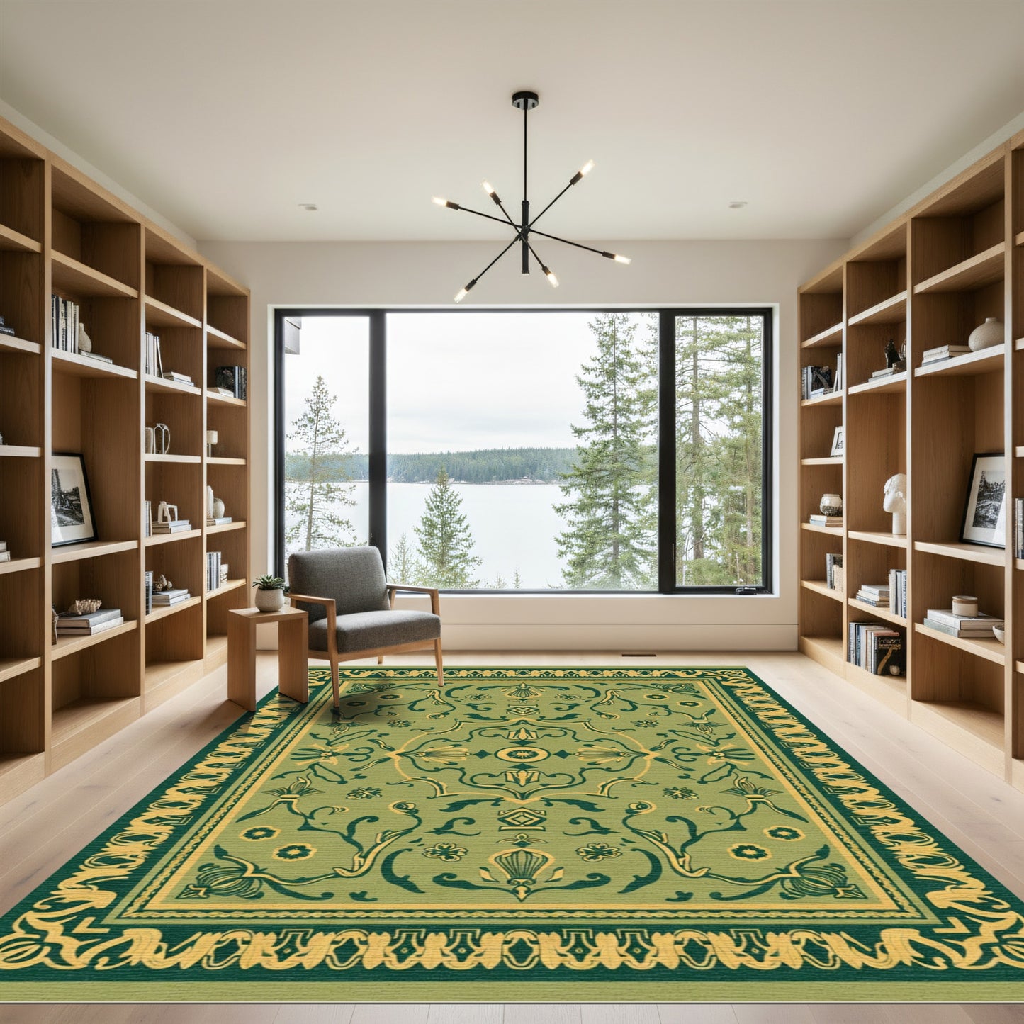 Olive Green Floral Medina Rug