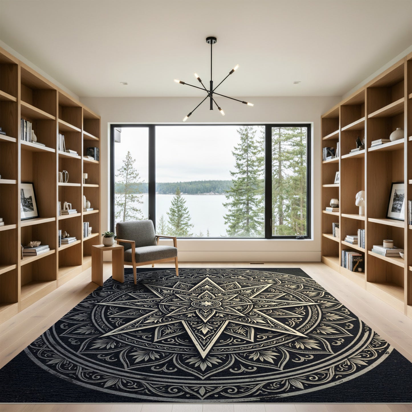 Ornate Midnight Starburst Medallion Rug