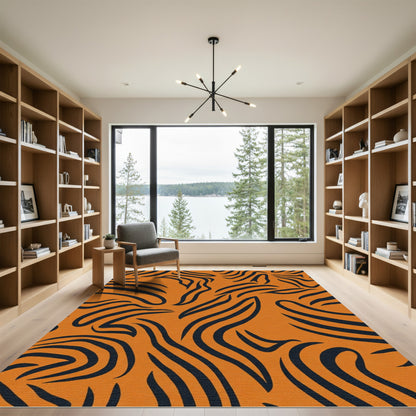 Bold Orange Black Animal Stripe Rug