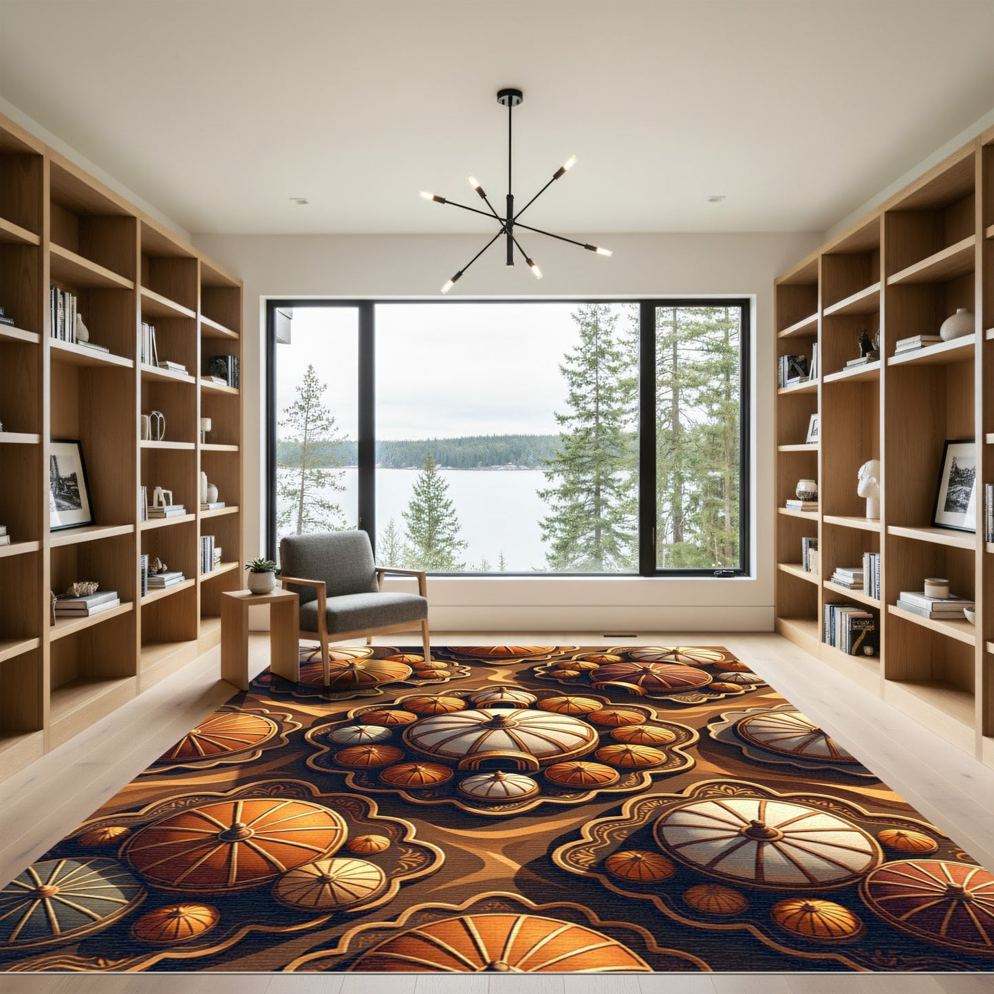 Golden Ochre Dome Cluster Arrangement Rug