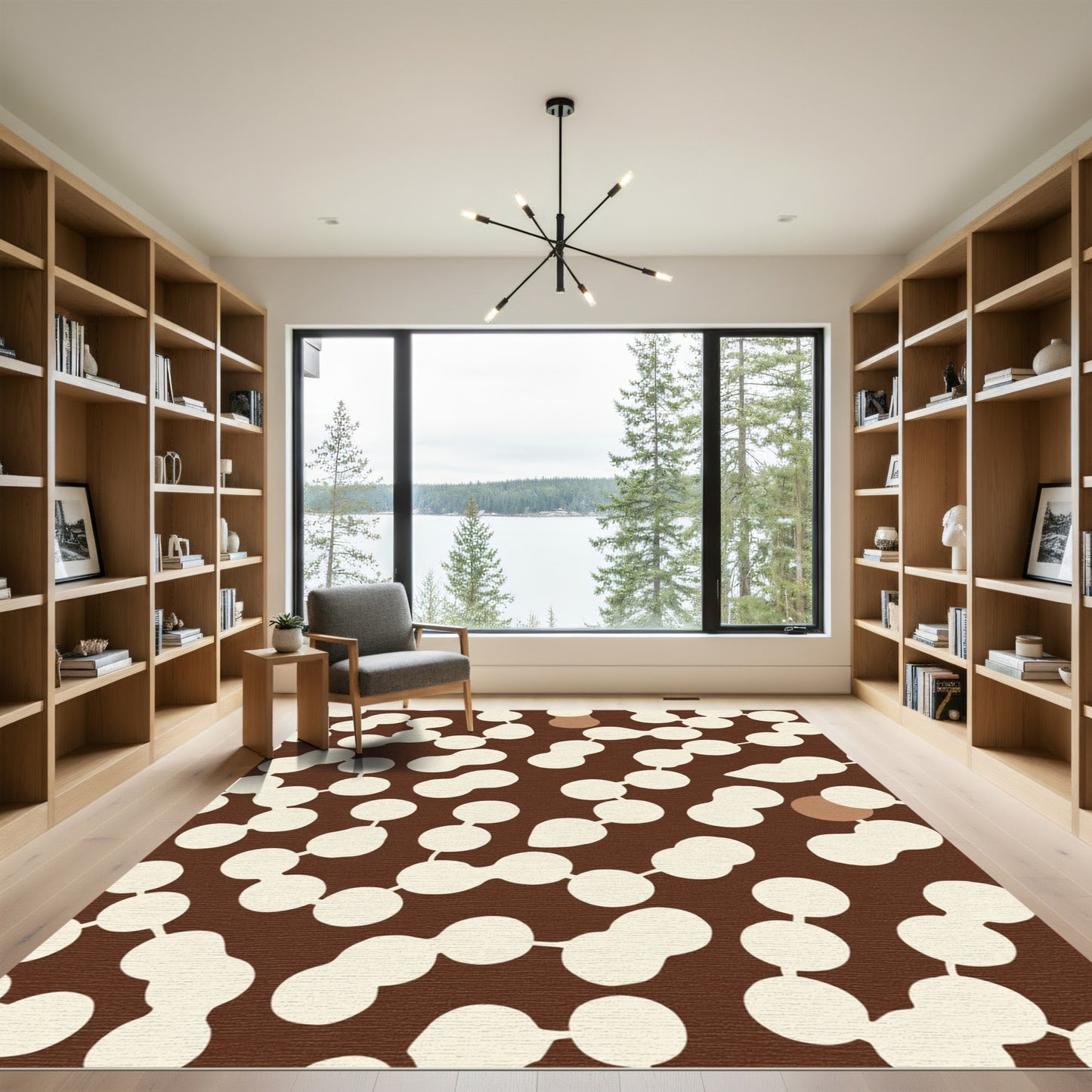 Brown Cream Linked Bubbles Rug