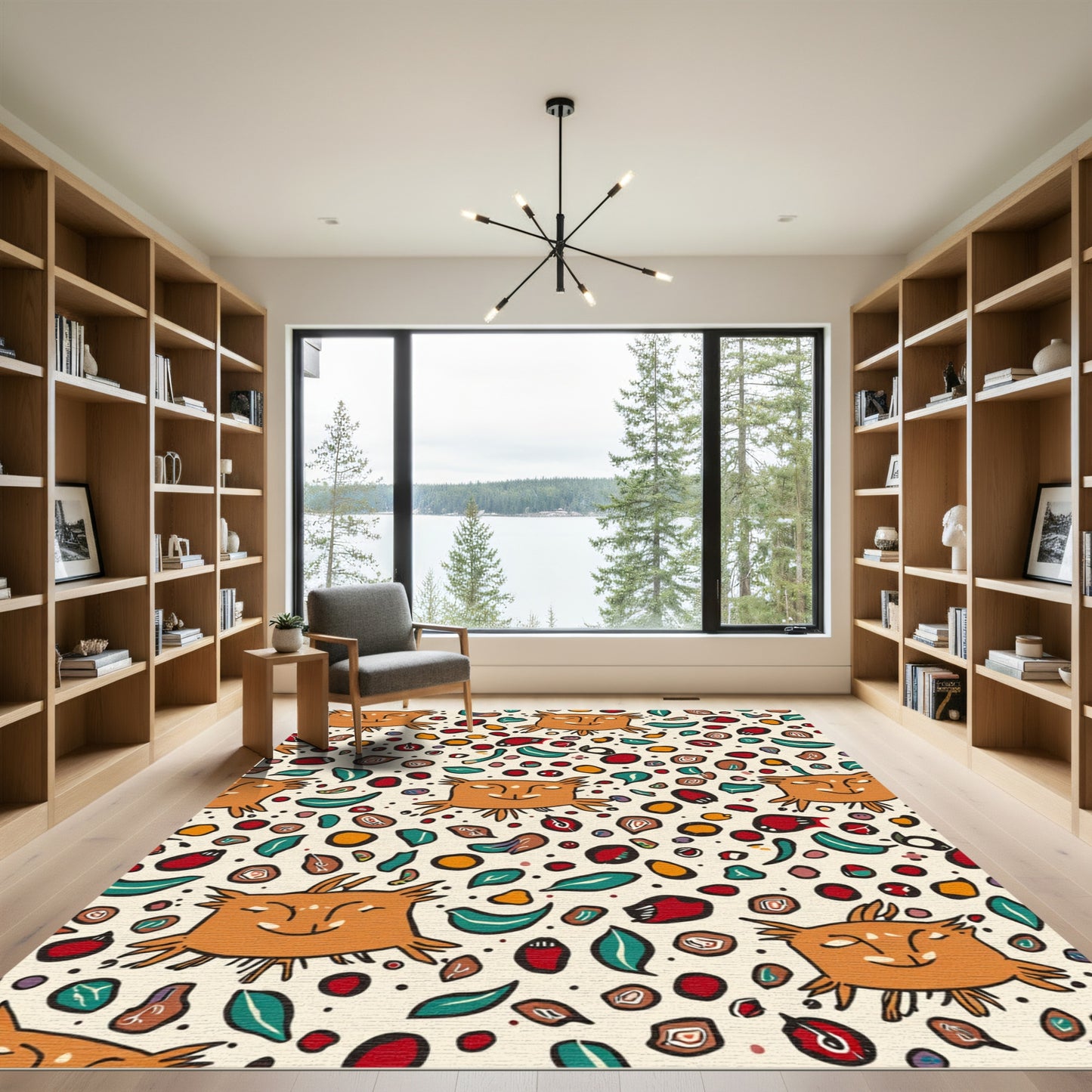 Joyful Orange Creature Scattered Dot Rug